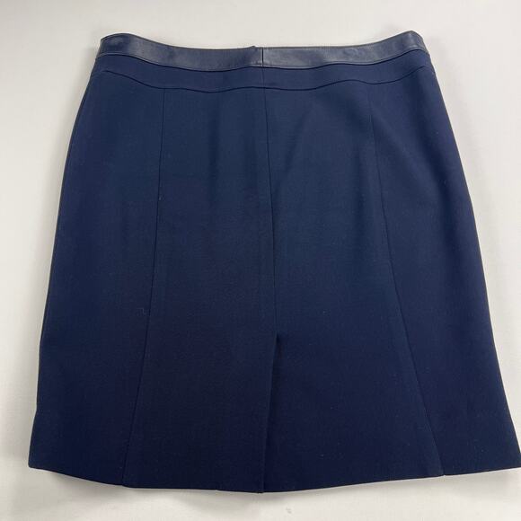 Carlisle Navy Blue Zip Front Career Skirt Leather Waistband Size 16 - Picture 8 of 12